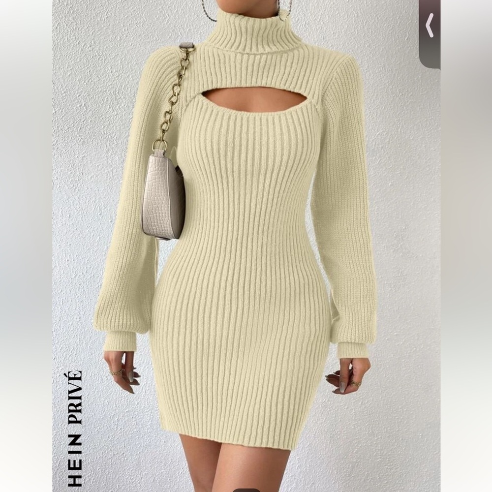 SHEIN Privé Turtleneck Cut Out Sweater Dress Size L